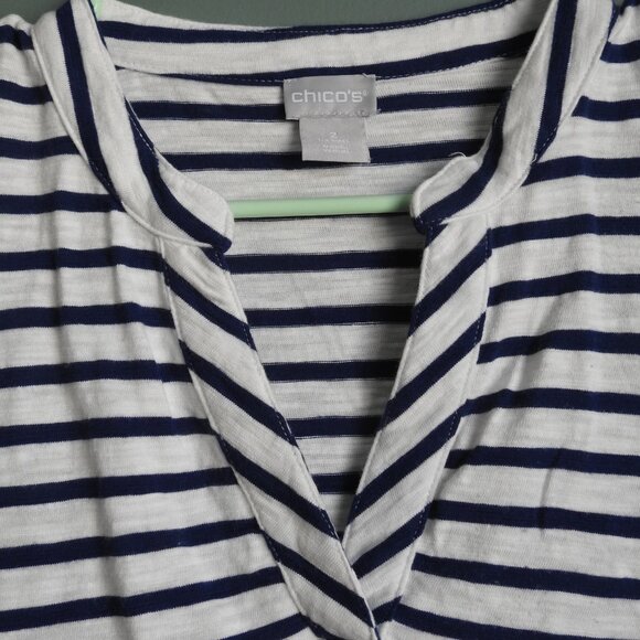 Chicos Hemmed Striped Tank Top Large - Picture 2 of 3